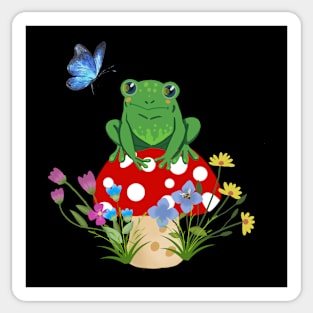 Frog On A Mushroom Cute Cottagecore Graphic Sticker